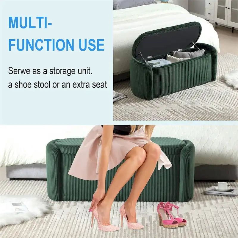 Storage Ottoman,Bedroom End Bench,Upholstered Fabric Storage Ottoman