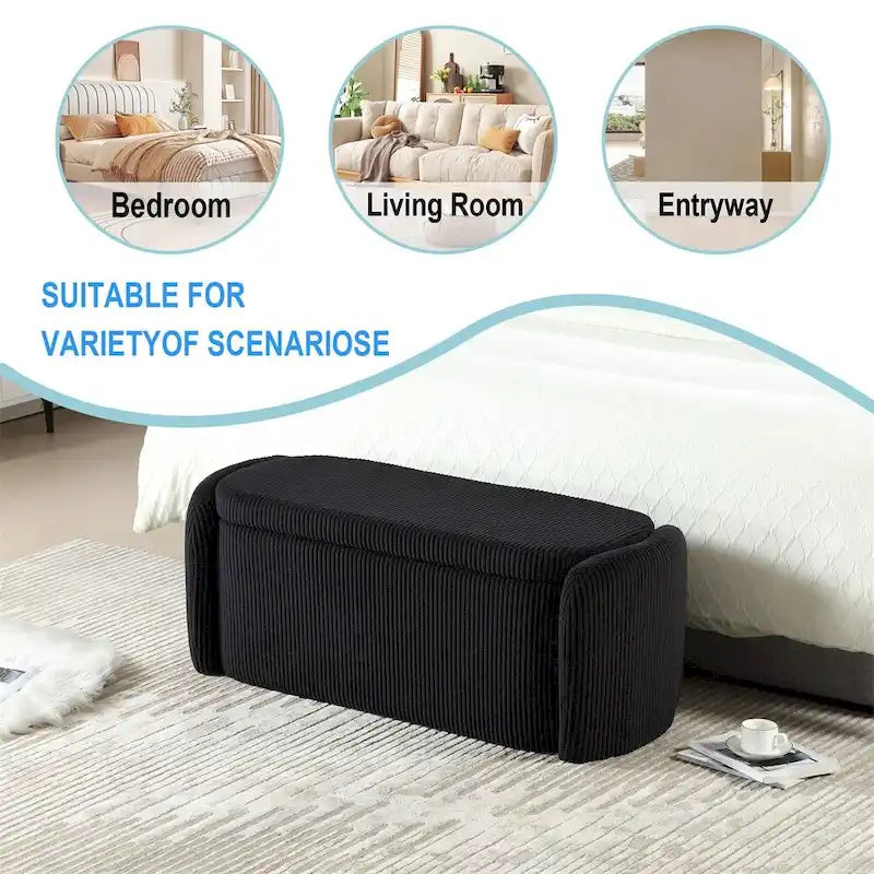Storage Ottoman,Bedroom End Bench,Upholstered Fabric Storage Ottoman