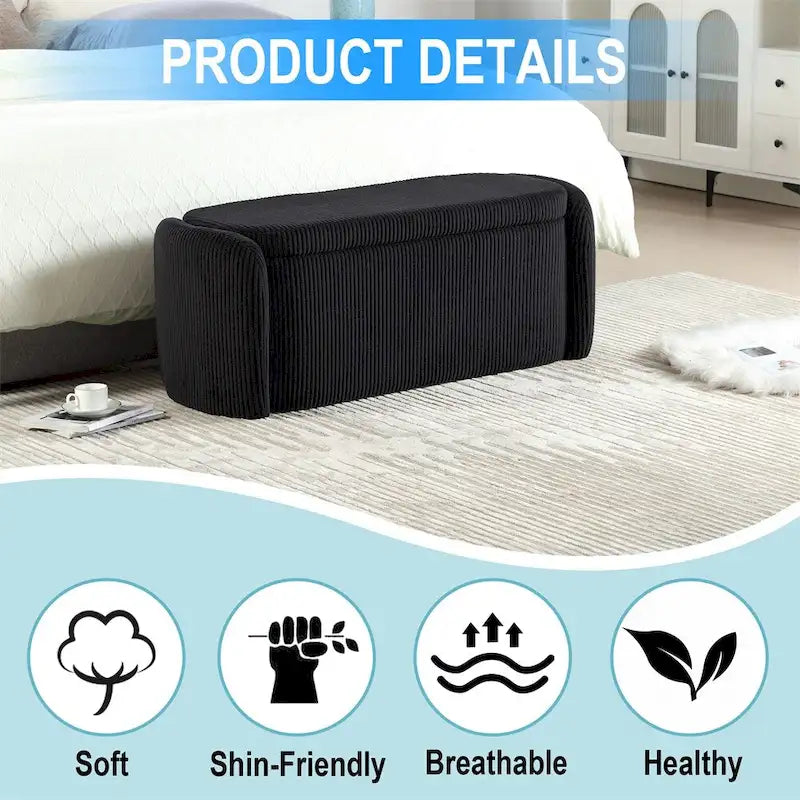 Storage Ottoman,Bedroom End Bench,Upholstered Fabric Storage Ottoman