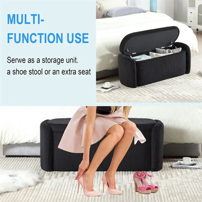 Storage Ottoman,Bedroom End Bench,Upholstered Fabric Storage Ottoman