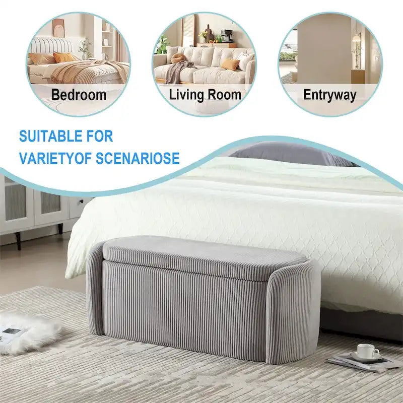 Storage Ottoman,Bedroom End Bench,Upholstered Fabric Storage Ottoman