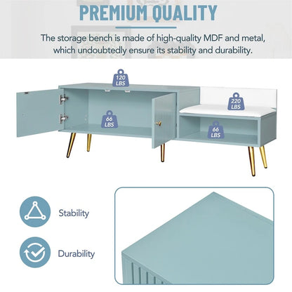 Modern Shoe Storage Bench with Hidden Storage and Upholstered Cushions