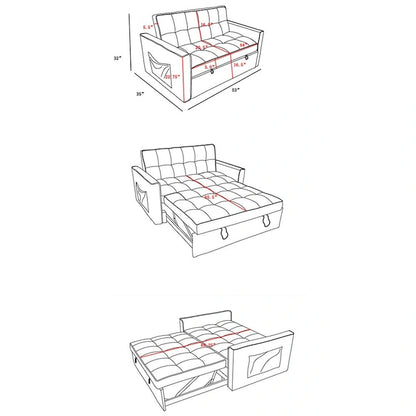Stylish Pull-Out Sofa Bed w/Woven Polyester Fabric & Solid Wood Frame