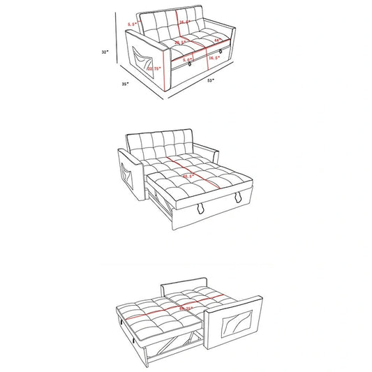 Stylish Pull-Out Sofa Bed w/Woven Polyester Fabric & Solid Wood Frame
