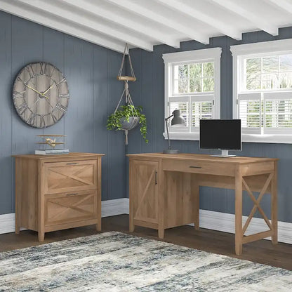 Key West 54W Computer Desk with Storage and Cabinet by Bush Furniture