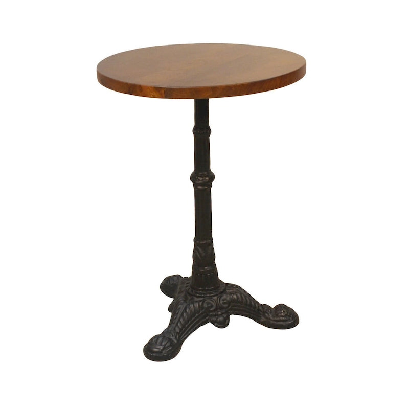 HomeRoots 28 Black And Wood Brown Solid Wood And Iron Round End Table - 28