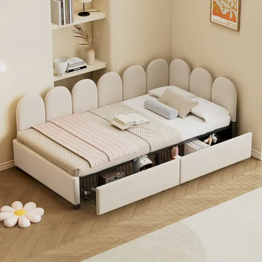 Twin size Upholstered Daybed with 2 Drawers