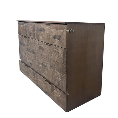 Farmhouse Style Full Size Cabinet Murphy Bed with Charging Station and Large Storage Drawer