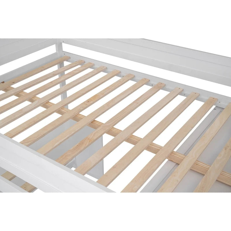 Wood Full Size Loft Bed with Wardrobes and 2-Drawer Desk w/Cabinet