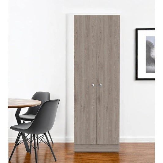 HomeRoots 71 Light Gray Wood Pantry Or Storage Closet - 23.6' X '70.8' X '11.8