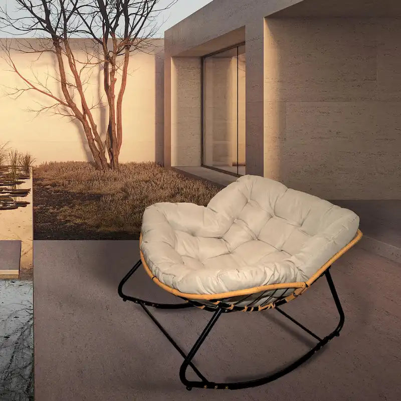 Egg Rocking Chair with Rattan Design
