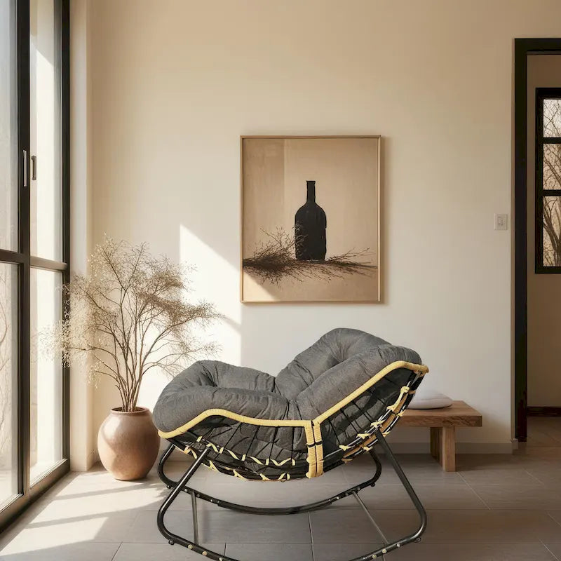 Egg Rocking Chair with Rattan Design