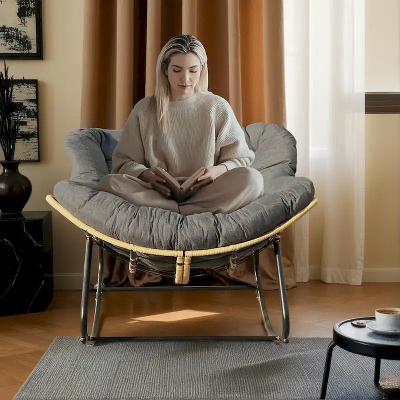 Egg Rocking Chair with Rattan Design