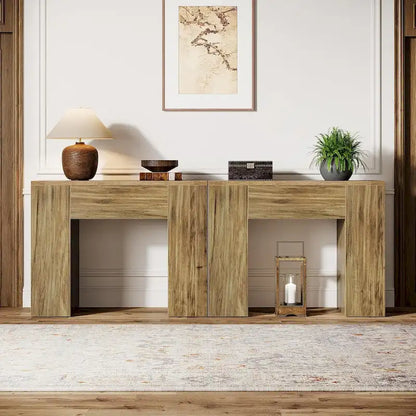 31.5 Farmhouse End Side Table, Mid-Century Modern Sofa Side Table with Wooden Pedestal