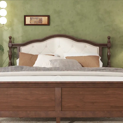 Queen Platform Bed with Upholstered Headboard & Hidden Storage