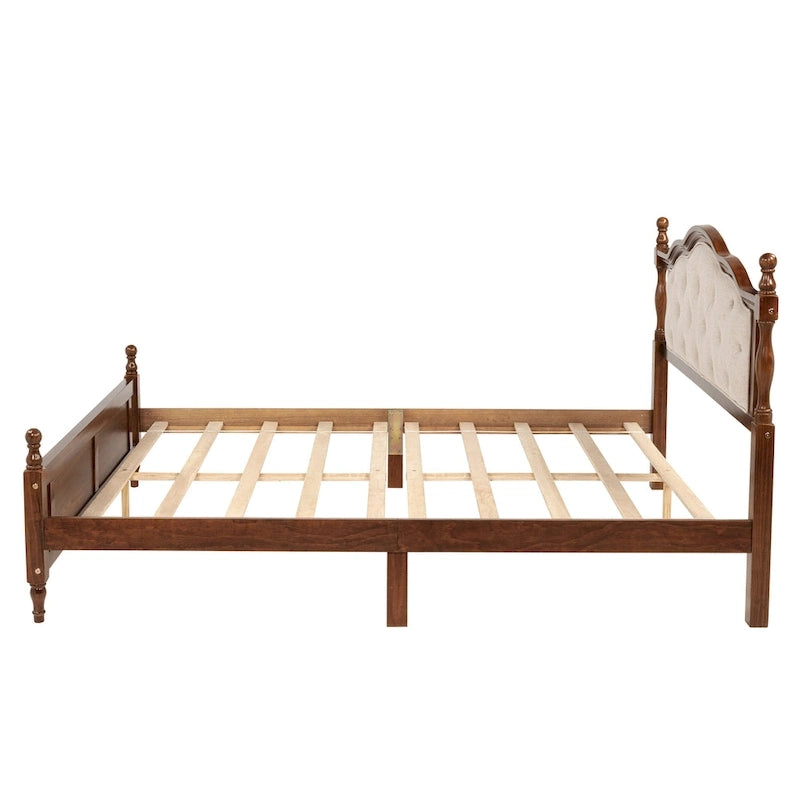 Queen Platform Bed with Upholstered Headboard & Hidden Storage