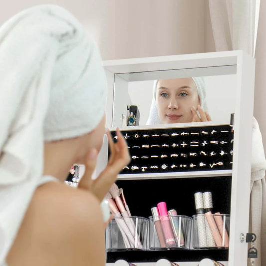 Costway LED Mirror Jewelry Cabinet with 20 LED Lights Full-Length - See Details