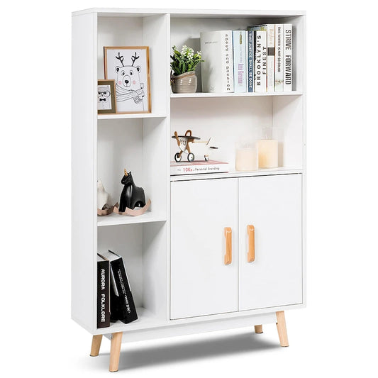 Costway Floor Storage Cabinet Free Standing Wooden Display Bookcase