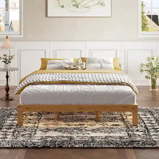 Queen Size Wood Platform Bed with Slat Support