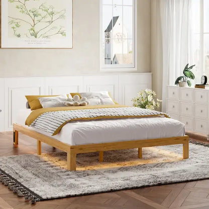 Queen Size Wood Platform Bed with Slat Support