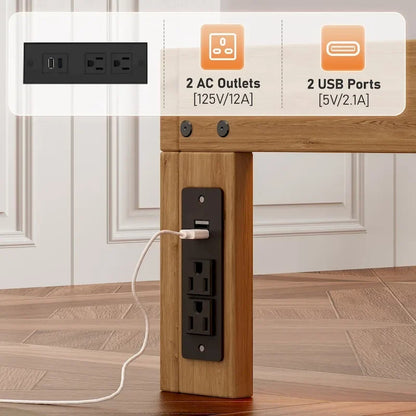 Queen Size Wood Platform Bed with Slat Support