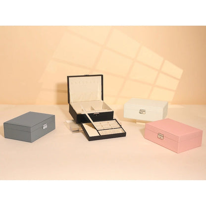 2 Layer Jewelry Box for Girl Women Birthday Gifts, PU Leather Jewelry Organizer Case Storage with Drawer, Removable Jewelry Tray