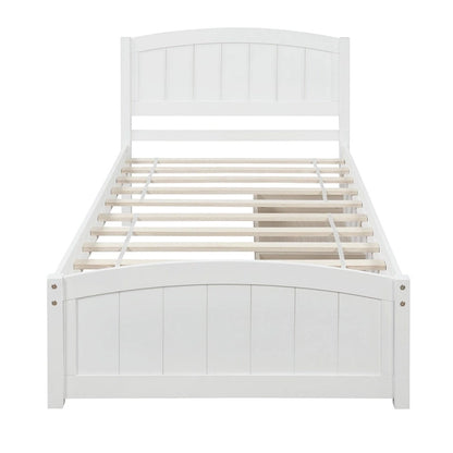 Twin Size Platform Bed with Two Drawers, White