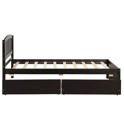 Twin Size Platform Bed with Two Drawers, White