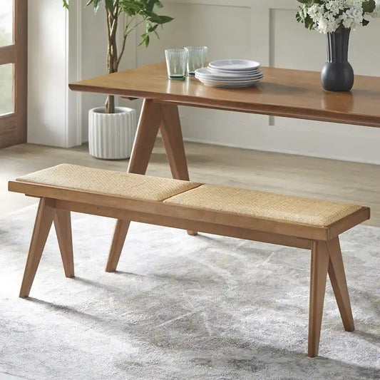 Lifestorey Veletina Solid Wood and Rattan Dining Bench