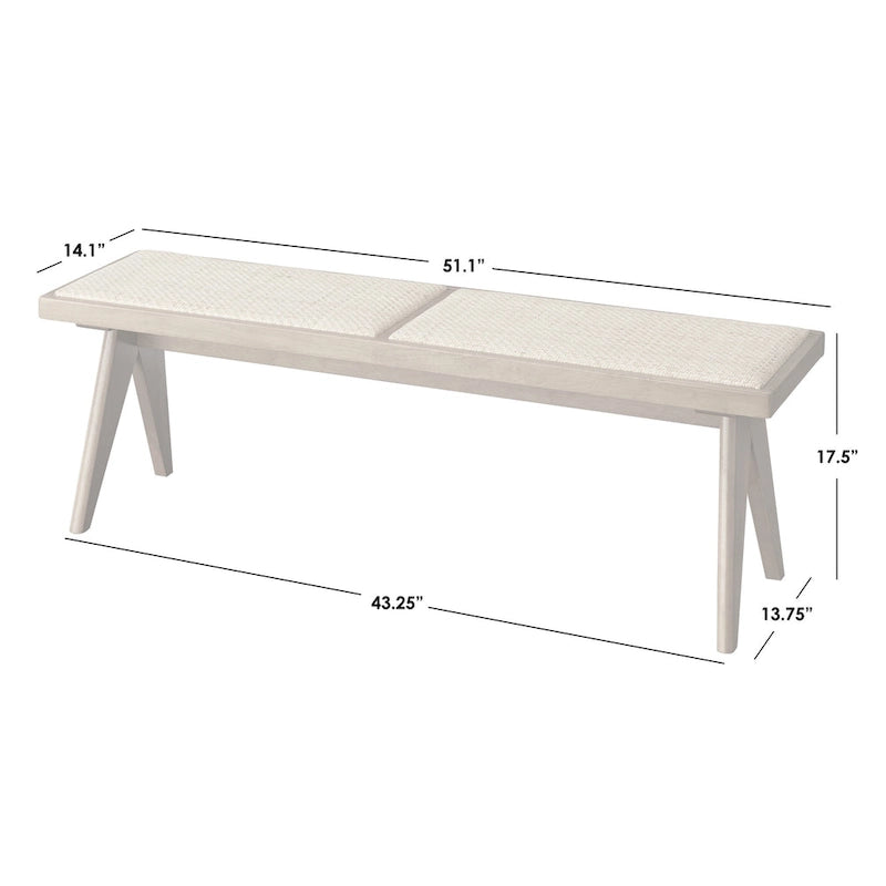 Lifestorey Veletina Solid Wood and Rattan Dining Bench