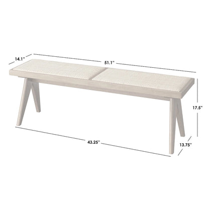 Lifestorey Veletina Solid Wood and Rattan Dining Bench