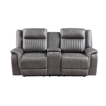 Viann Dual Manual Recliner Loveseat, Cupholder Console, Gray 76 Inch