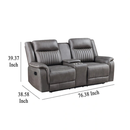 Viann Dual Manual Recliner Loveseat, Cupholder Console, Gray 76 Inch