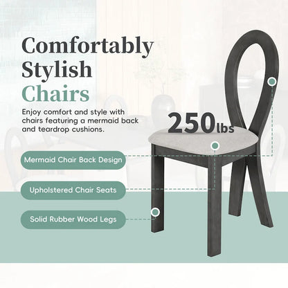 Modern 7-Piece Dining Table Set with 6 Upholstered Chairs