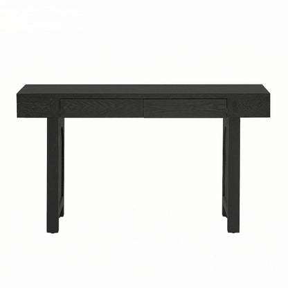Narrow Console Table with Rattan Accent(Antique Black)