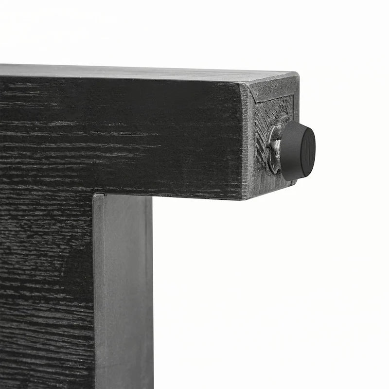 Narrow Console Table with Rattan Accent(Antique Black)