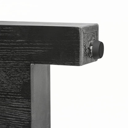 Narrow Console Table with Rattan Accent(Antique Black)