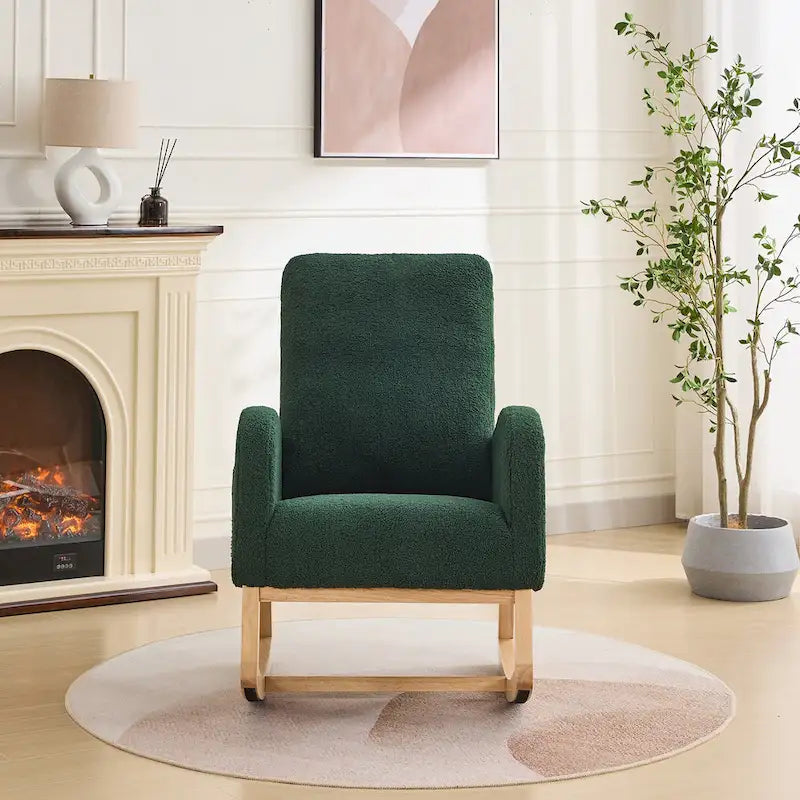 27.2W Upholstered Rocking Accent Armchair with Side Pocket