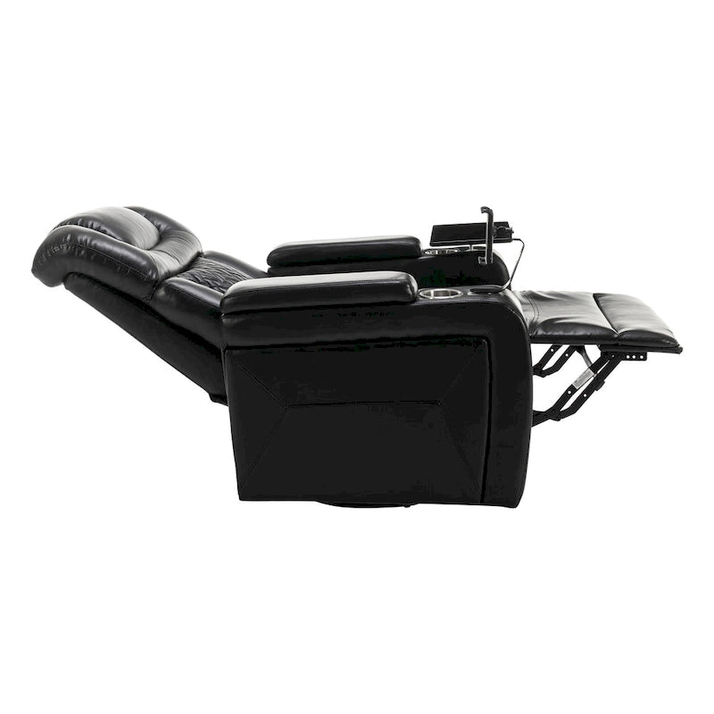 270 Swivel PU Leather Power Recliner with Phone Holder, Cup Holder, USB Port Home Theater Recliner for Living Room