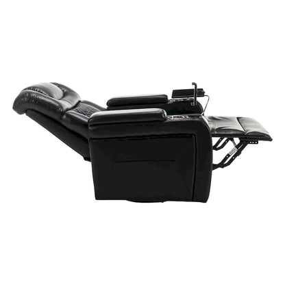 270 Swivel PU Leather Power Recliner with Phone Holder, Cup Holder, USB Port Home Theater Recliner for Living Room