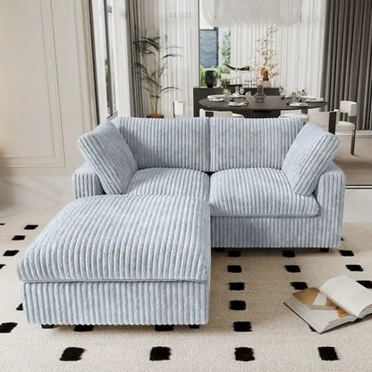 78.74 Modular Sectional Couches, Plush Deep Seat Sleeper Sofa with Removable Covers