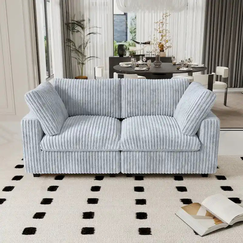 78.74 Modular Sectional Couches, Plush Deep Seat Sleeper Sofa with Removable Covers