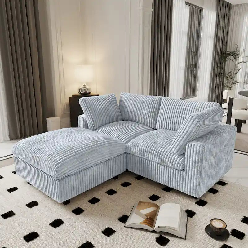 78.74 Modular Sectional Couches, Plush Deep Seat Sleeper Sofa with Removable Covers