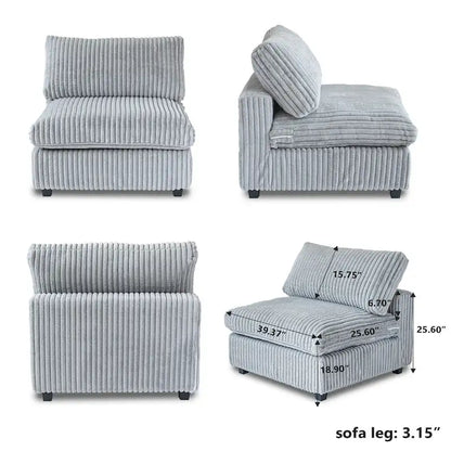 78.74 Modular Sectional Couches, Plush Deep Seat Sleeper Sofa with Removable Covers