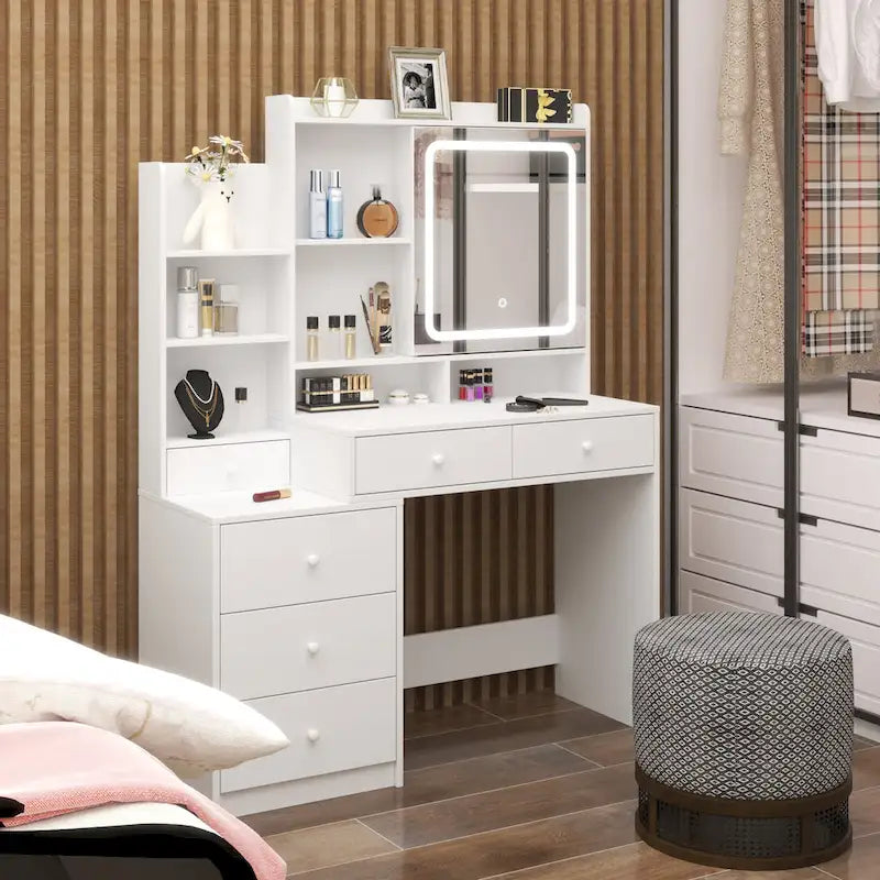Makeup Vanity Desk with Mirror and Lights