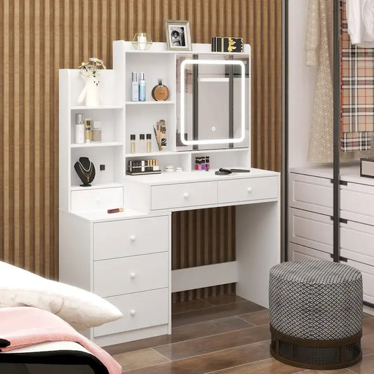 Makeup Vanity Desk with Mirror and Lights