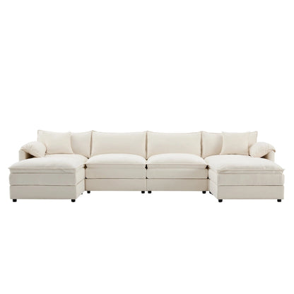 Chenille Modular Sectional Sofa, U Shaped Cloud Upholstered Couch Set