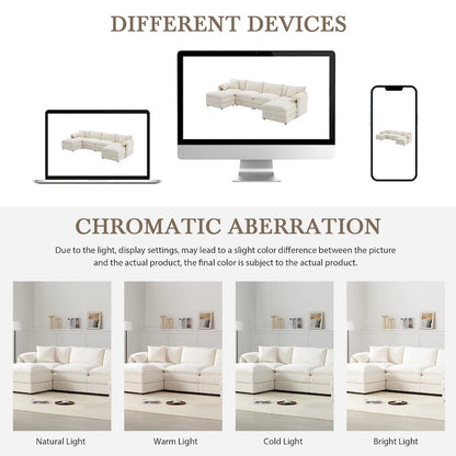 Chenille Modular Sectional Sofa, U Shaped Cloud Upholstered Couch Set