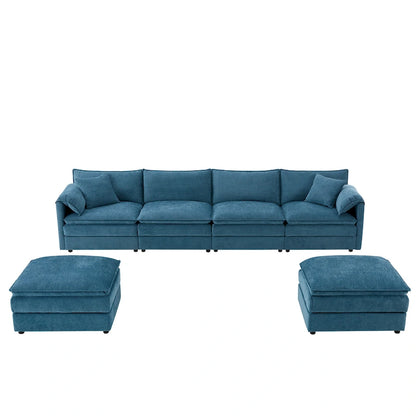 Chenille Modular Sectional Sofa, U Shaped Cloud Upholstered Couch Set