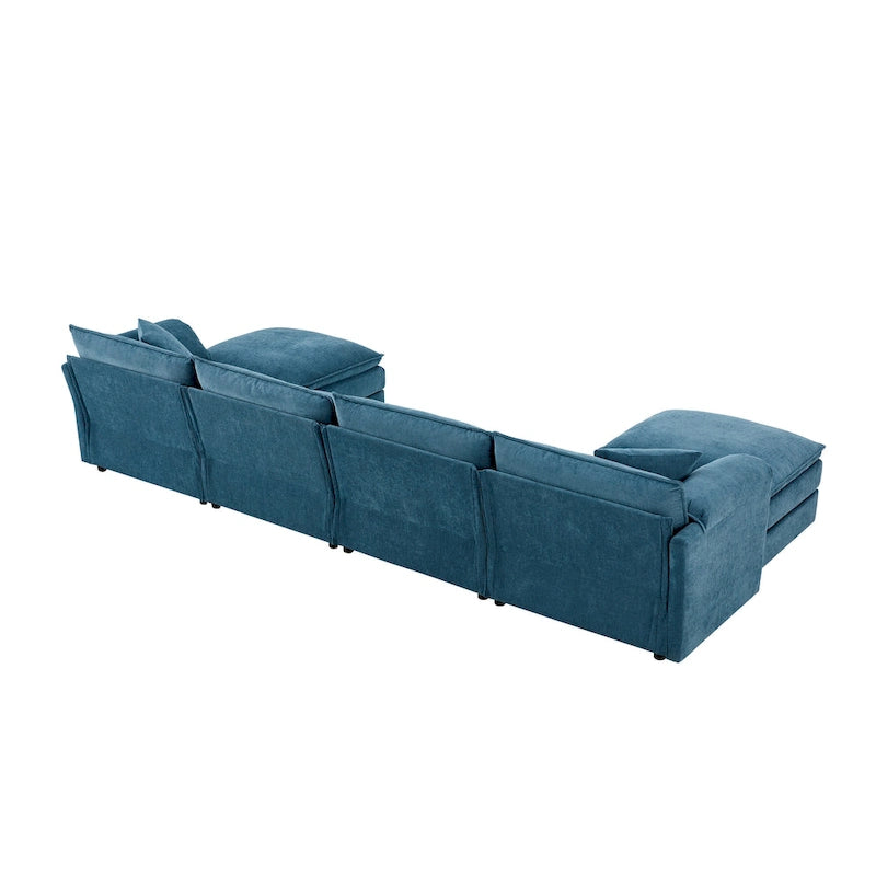 Chenille Modular Sectional Sofa, U Shaped Cloud Upholstered Couch Set